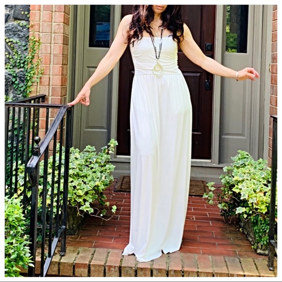 ✨LAST ONE✨Off white tube side pocket maxi dress - Picture 4 of 8